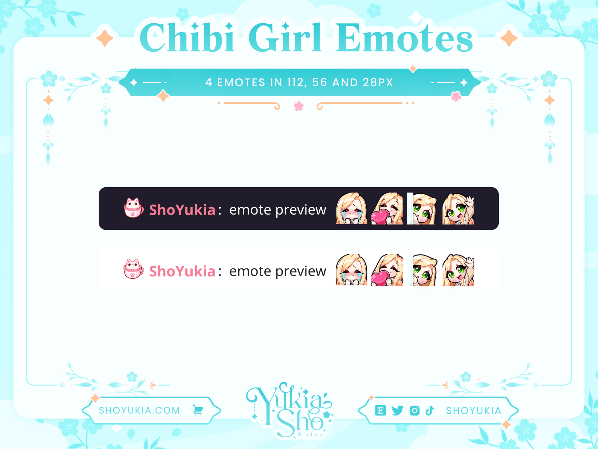 Blonde Hair Chibi Emotes (Set 1) - Yukia Sho Studios