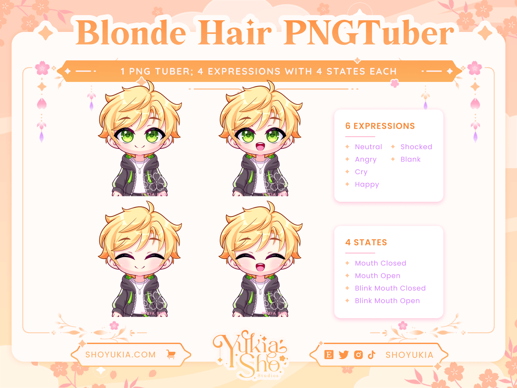Blonde Hair Male Chibi PNGTuber - Yukia Sho Studios