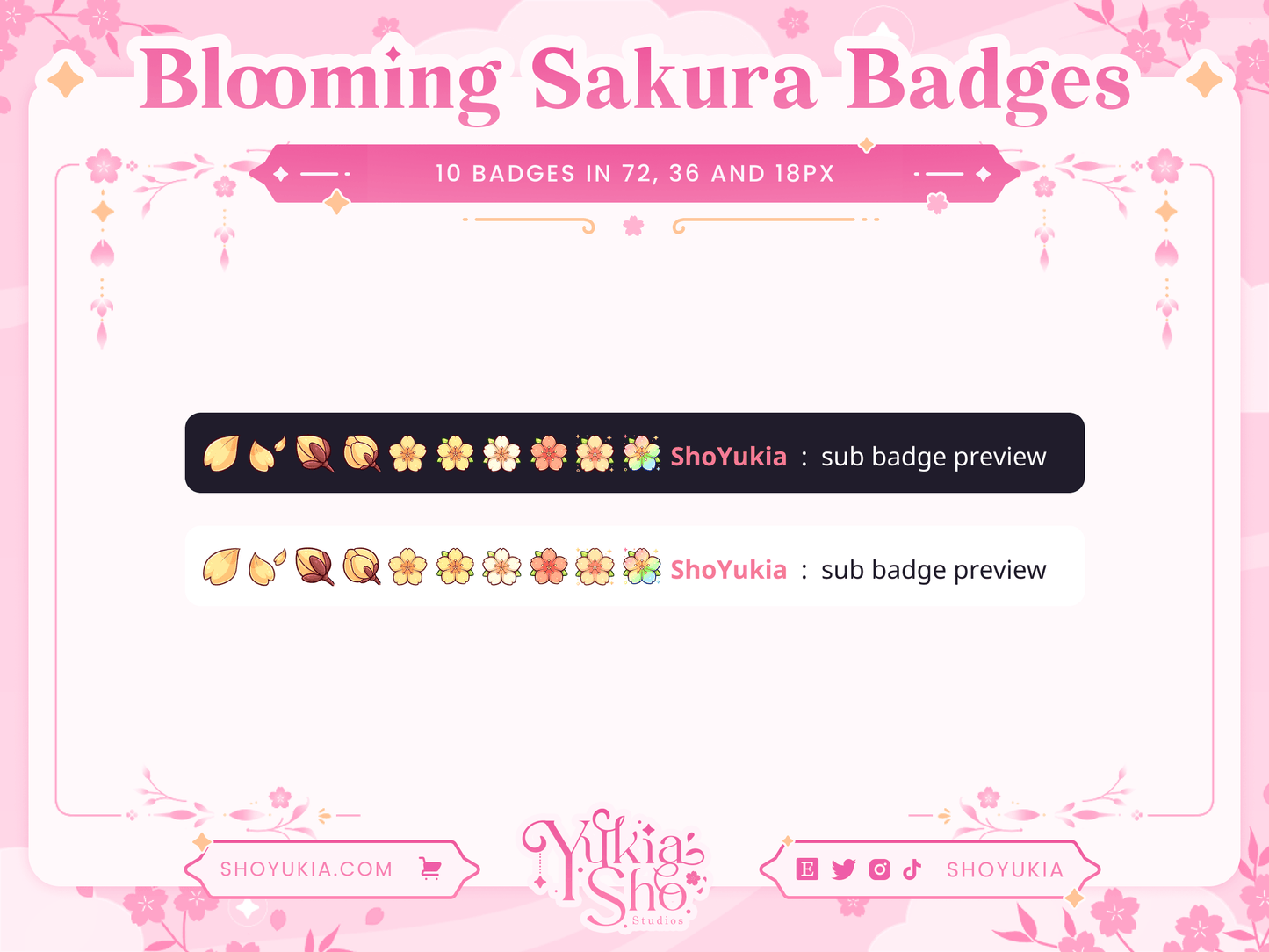 Blooming Sakura Sub Badges - Yukia Sho Studios Ltd.