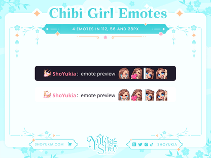 Brunette Hair Chibi Emotes (Set 1) - Yukia Sho Studios