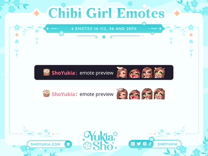 Brunette Hair Chibi Emotes (Set 2) - Yukia Sho Studios