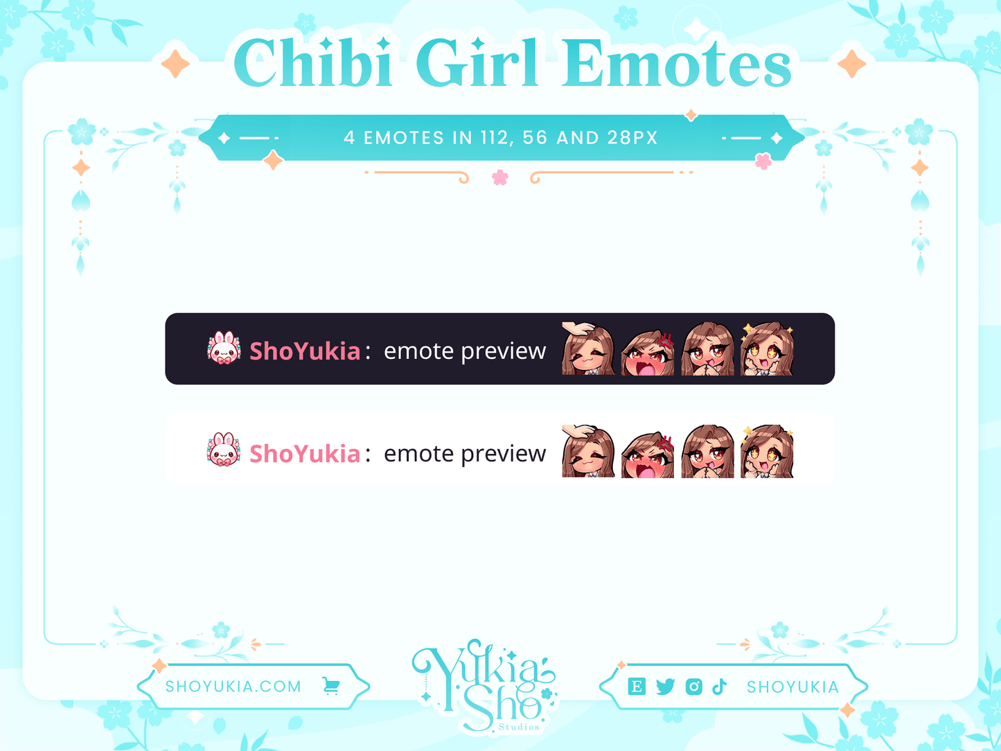 Brunette Hair Chibi Emotes (Set 2) - Yukia Sho Studios