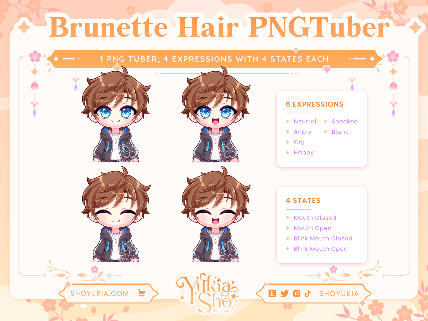 Brunette Hair Male Chibi PNGTuber - Yukia Sho Studios