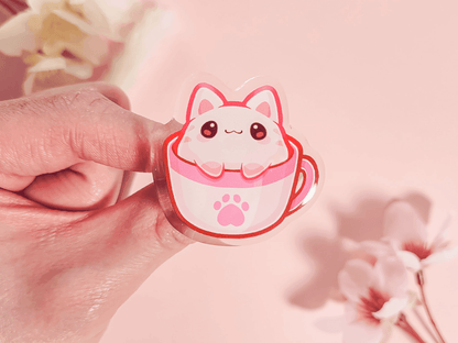 Cat Cafe Catpuccino 1.5"Acrylic Pin - Yukia Sho Studios Ltd.