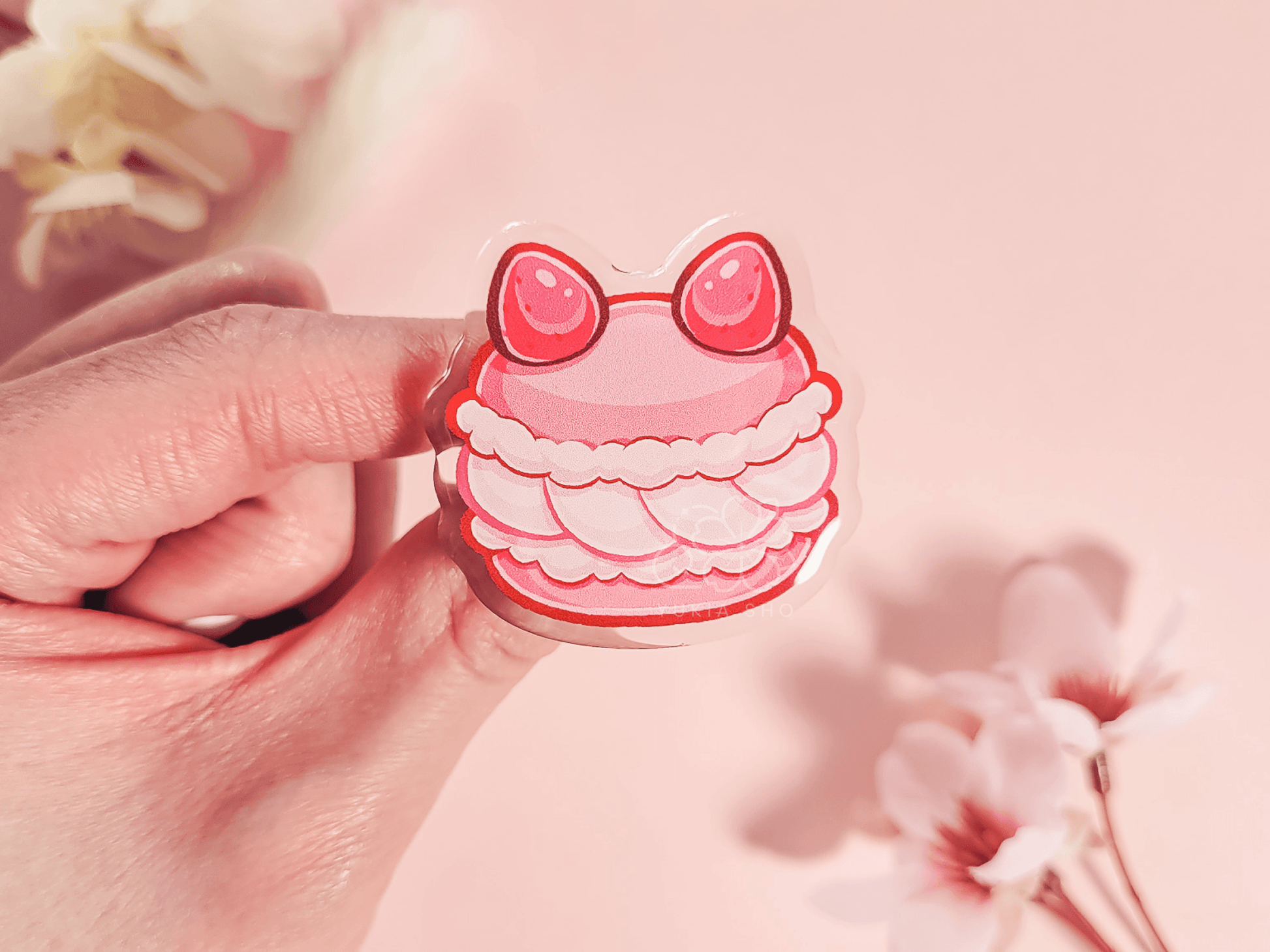 Cat Cafe Macaron 1.5"Acrylic Pin - Yukia Sho Studios