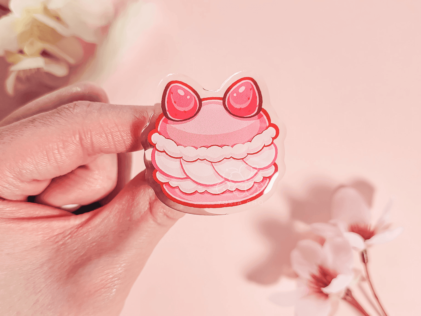 Cat Cafe Macaron 1.5"Acrylic Pin - Yukia Sho Studios Ltd.