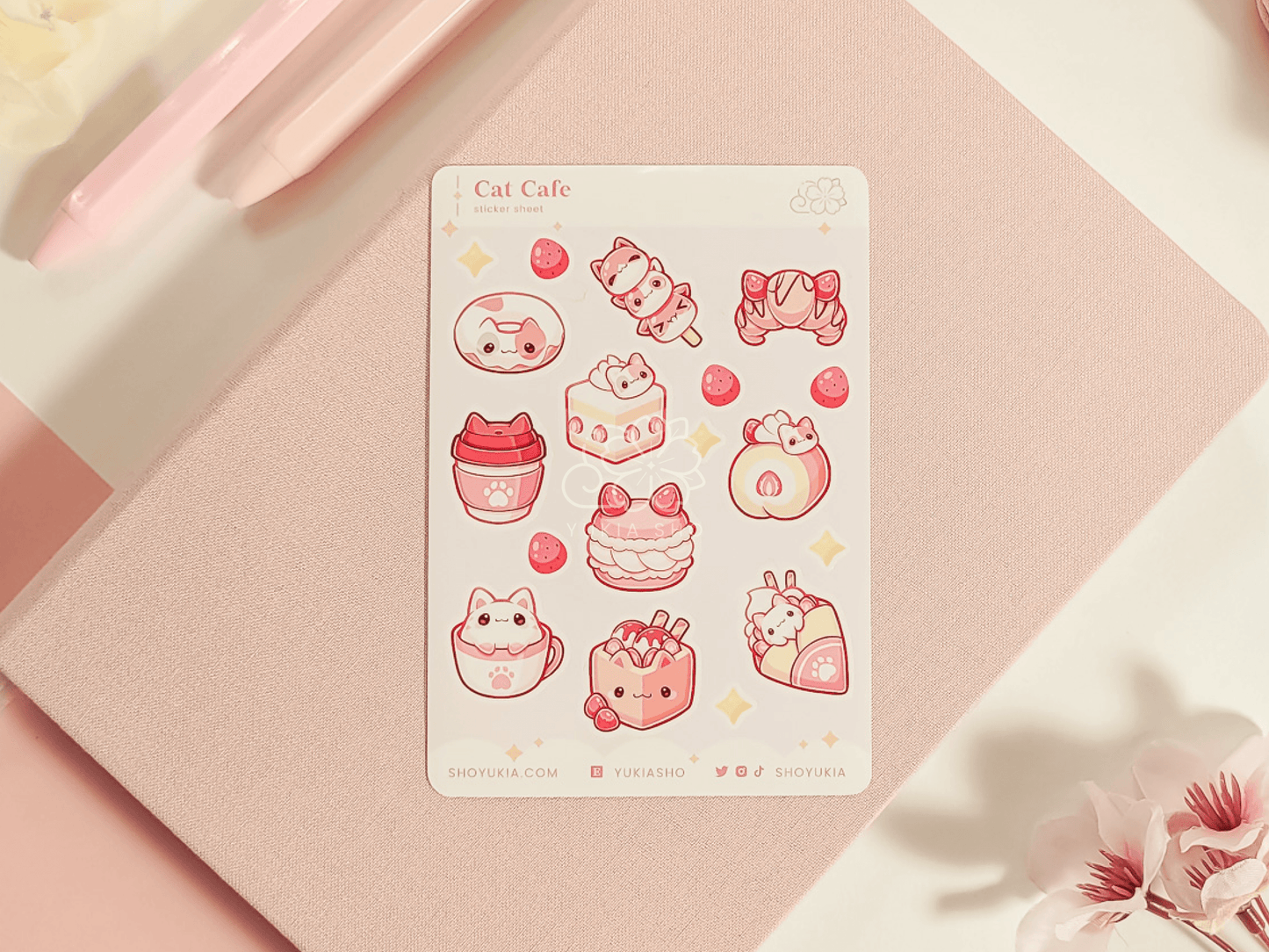 Cat Cafe Mini Sticker Sheet - Yukia Sho Studios