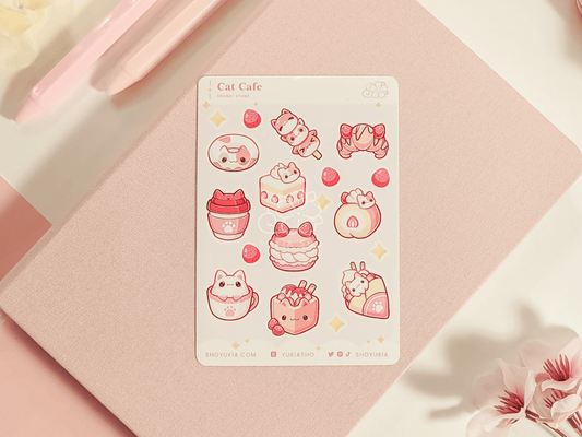Cat Cafe Mini Sticker Sheet - Yukia Sho Studios Ltd.