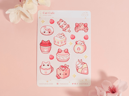 Cat Cafe Mini Sticker Sheet - Yukia Sho Studios