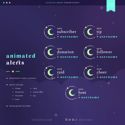 Celestial Moon Stream Alerts (Green) - Yukia Sho Studios Ltd.