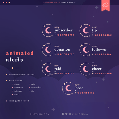 Celestial Moon Stream Alerts (Pink) - Yukia Sho Studios Ltd.