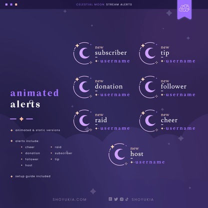 Celestial Moon Stream Alerts (Purple) - Yukia Sho Studios Ltd.