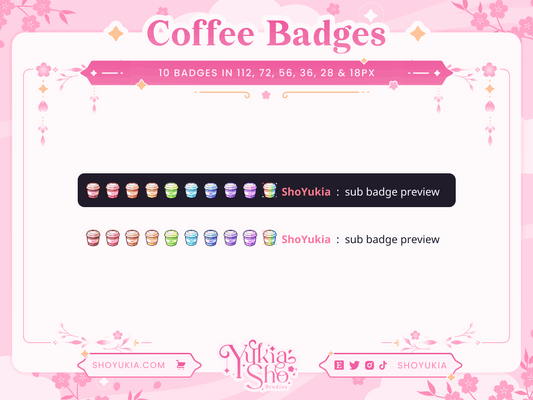 Coffee Sub Badges - Yukia Sho Studios Ltd.