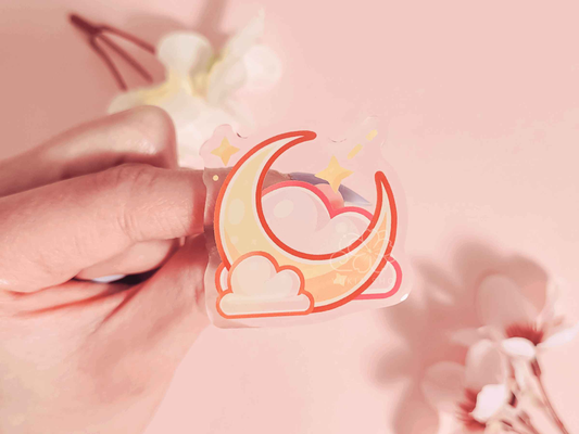 Cosmic Stars Cloudy Moon 1.5" Acrylic Pin