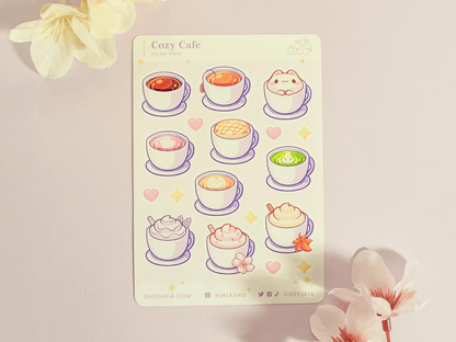 Cozy Cafe Mini Sticker Sheet - Yukia Sho Studios Ltd.