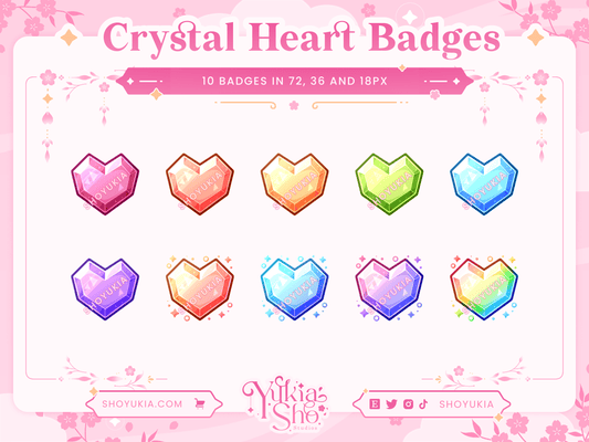 Crystal Heart Sub Badges - Yukia Sho Studios