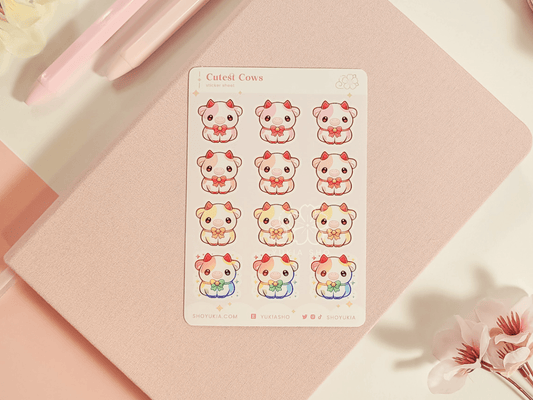 Cutest Cows Mini Sticker Sheet - Yukia Sho Studios Ltd.