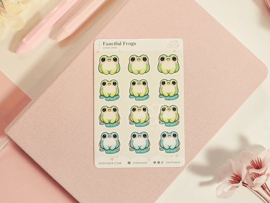 Fanciful Frogs Mini Sticker Sheet - Yukia Sho Studios Ltd.