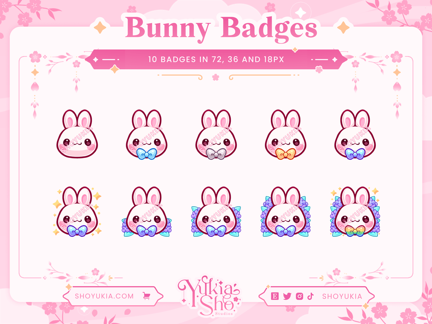 Floral Bunny Sub Badges - Yukia Sho Studios