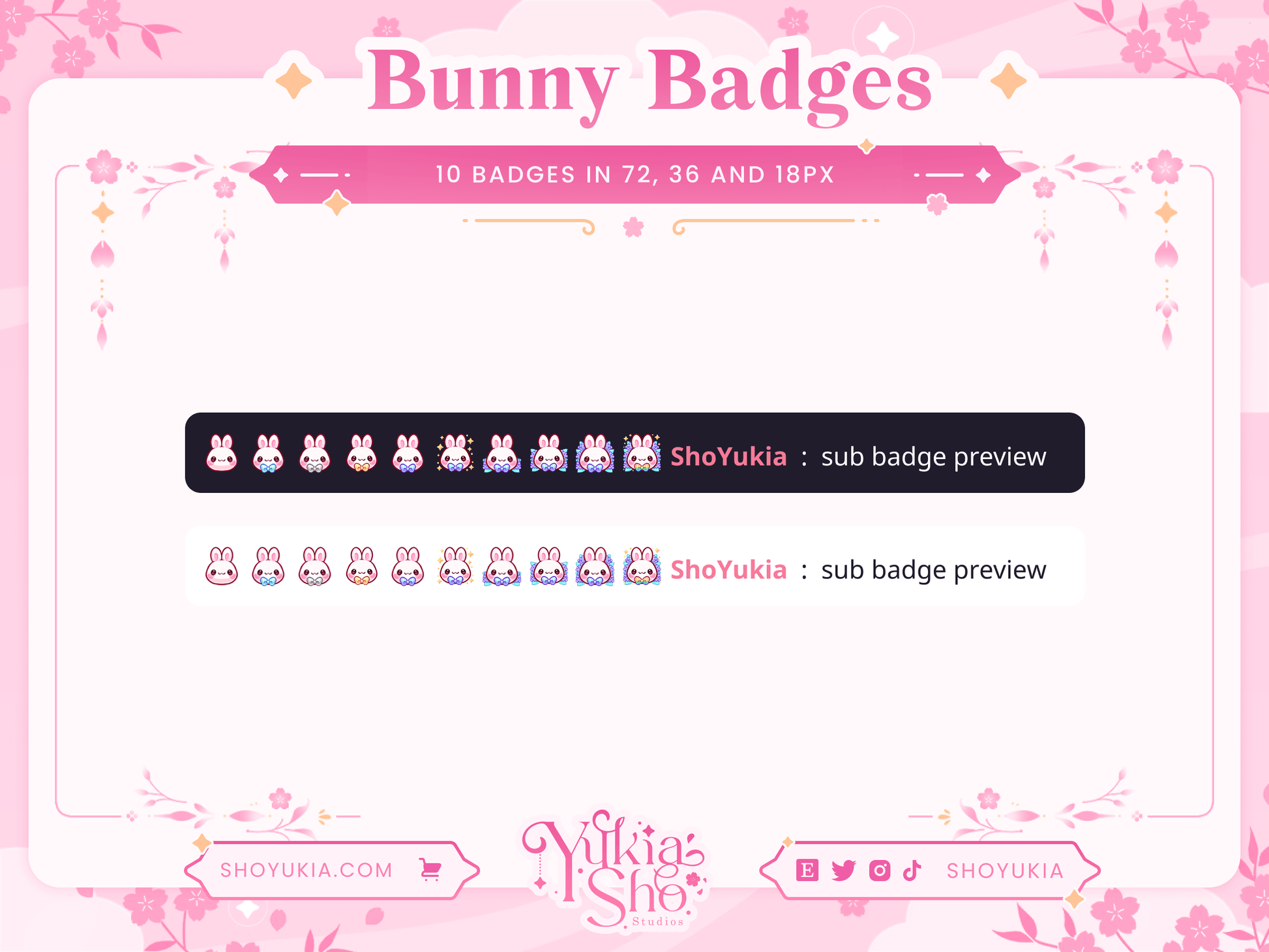 Floral Bunny Sub Badges - Yukia Sho Studios
