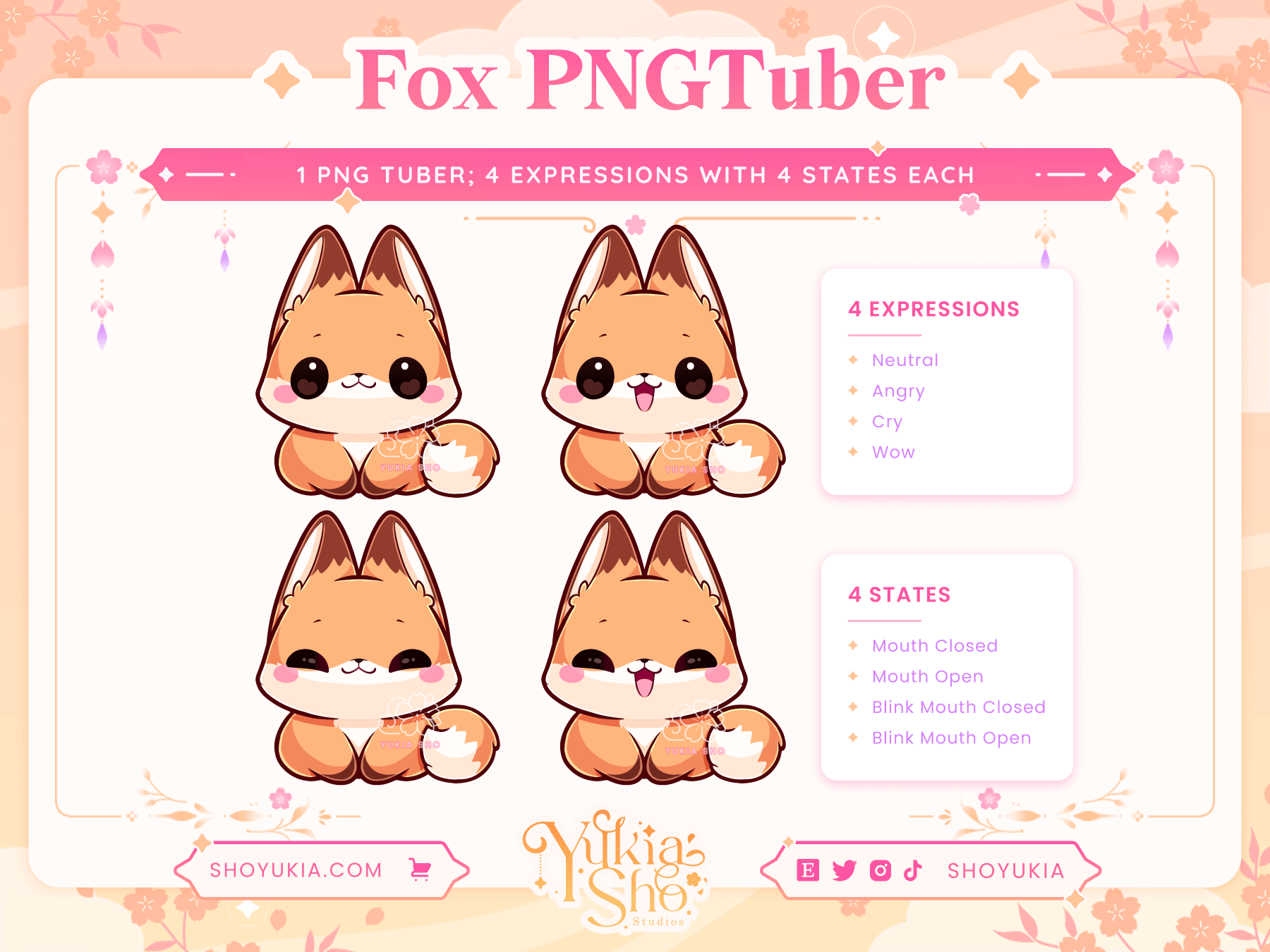 Fox Chibi PNGTuber - Yukia Sho Studios Ltd.