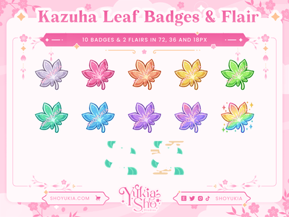 Genshin Impact Kazuha Leaf Sub Badges & Flair - Yukia Sho Studios