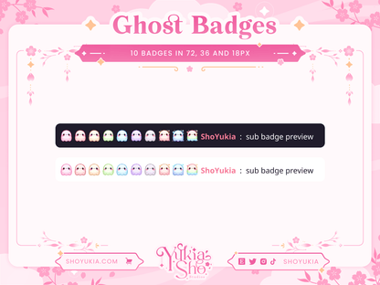 Halloween Kawaii Ghost Sub Badges - Yukia Sho Studios