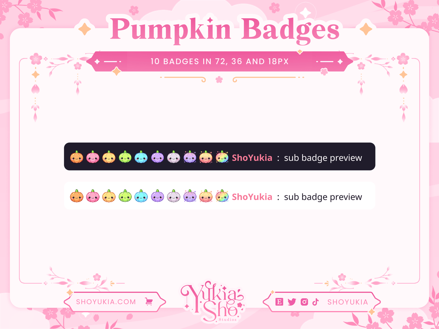 Halloween Kawaii Pumpkin Sub Badges - Yukia Sho Studios