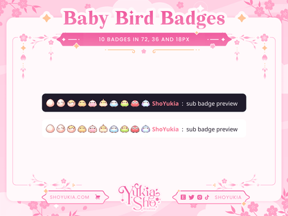 Kawaii Baby Bird Sub Badges - Yukia Sho Studios Ltd.