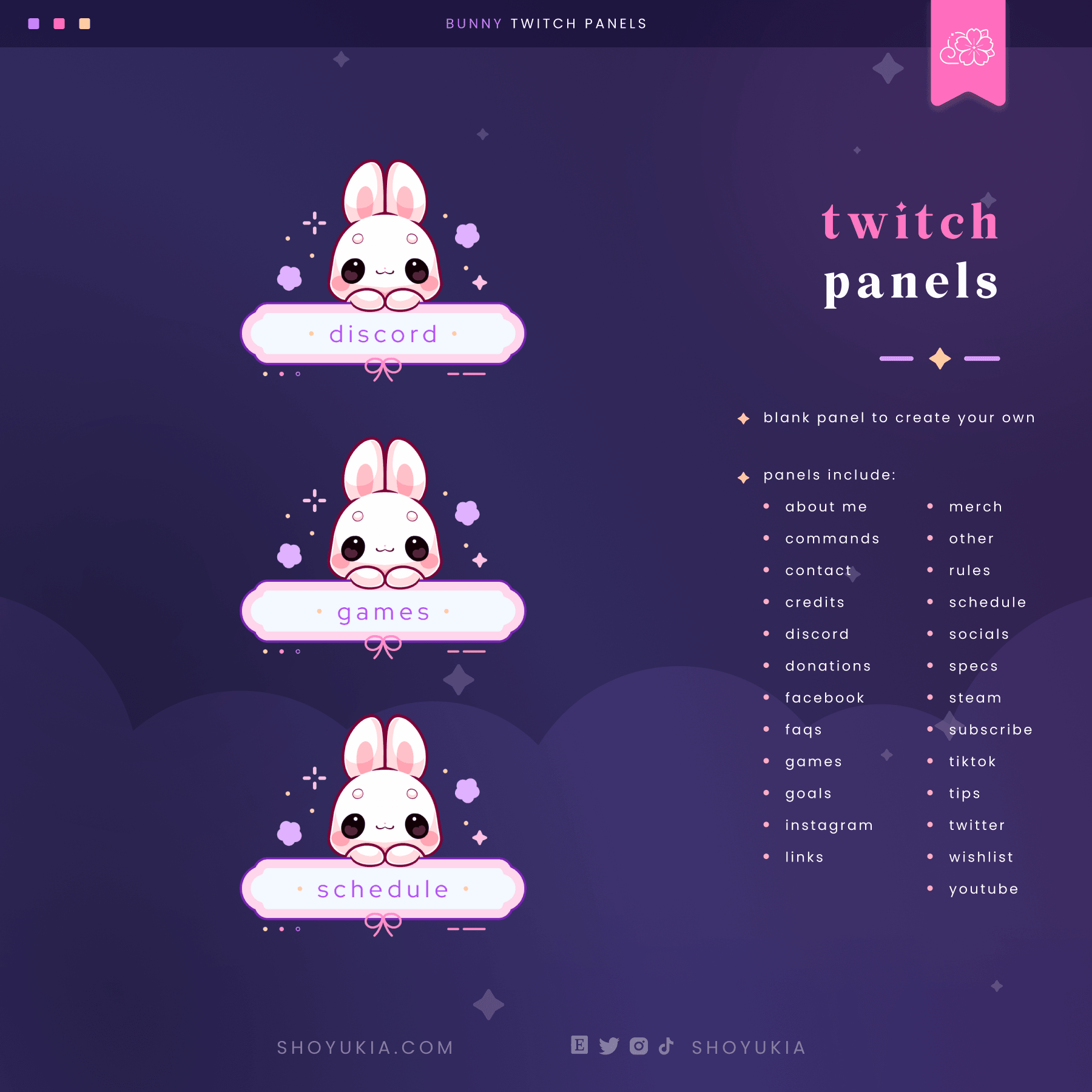 Kawaii Bunny Twitch Panels - Yukia Sho Studios Ltd.