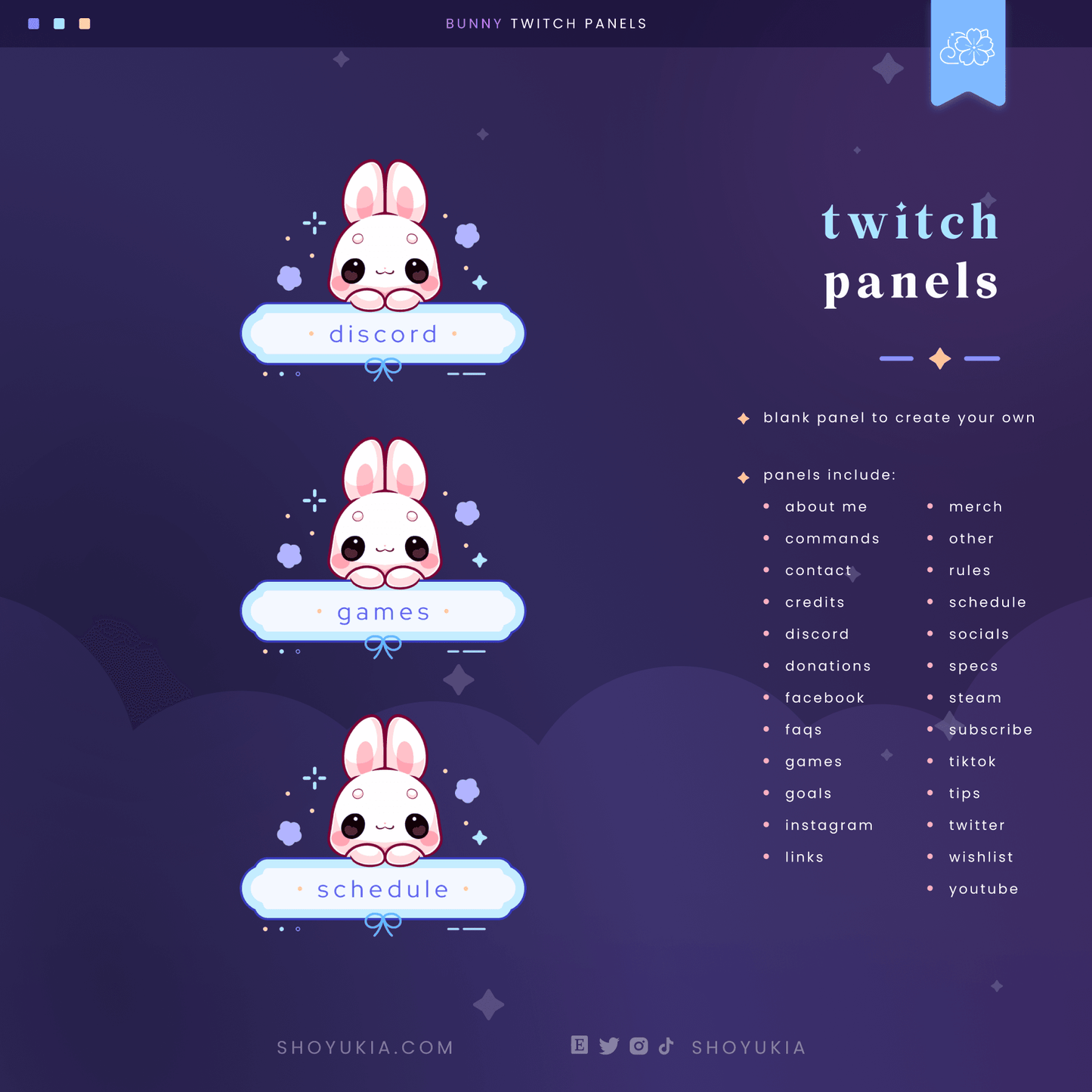 Kawaii Bunny Twitch Panels - Yukia Sho Studios Ltd.