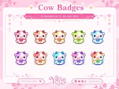 Kawaii Cow Sub Badges - Yukia Sho Studios