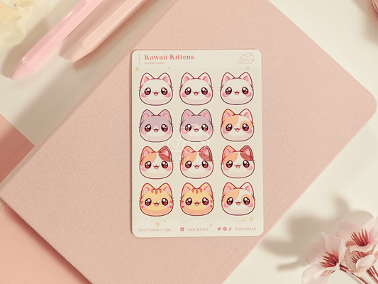 Kawaii Kittens Mini Sticker Sheet - Yukia Sho Studios Ltd.