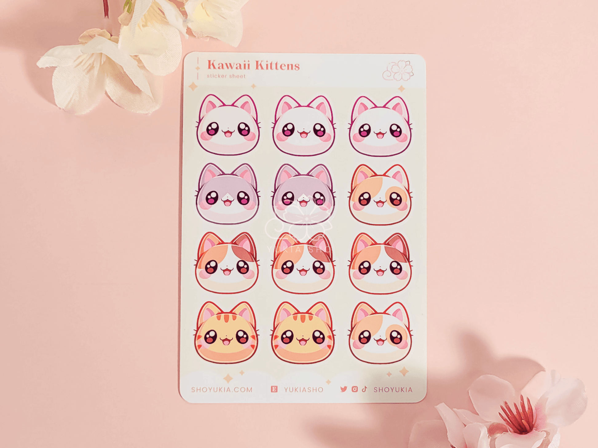 Kawaii Kittens Mini Sticker Sheet - Yukia Sho Studios