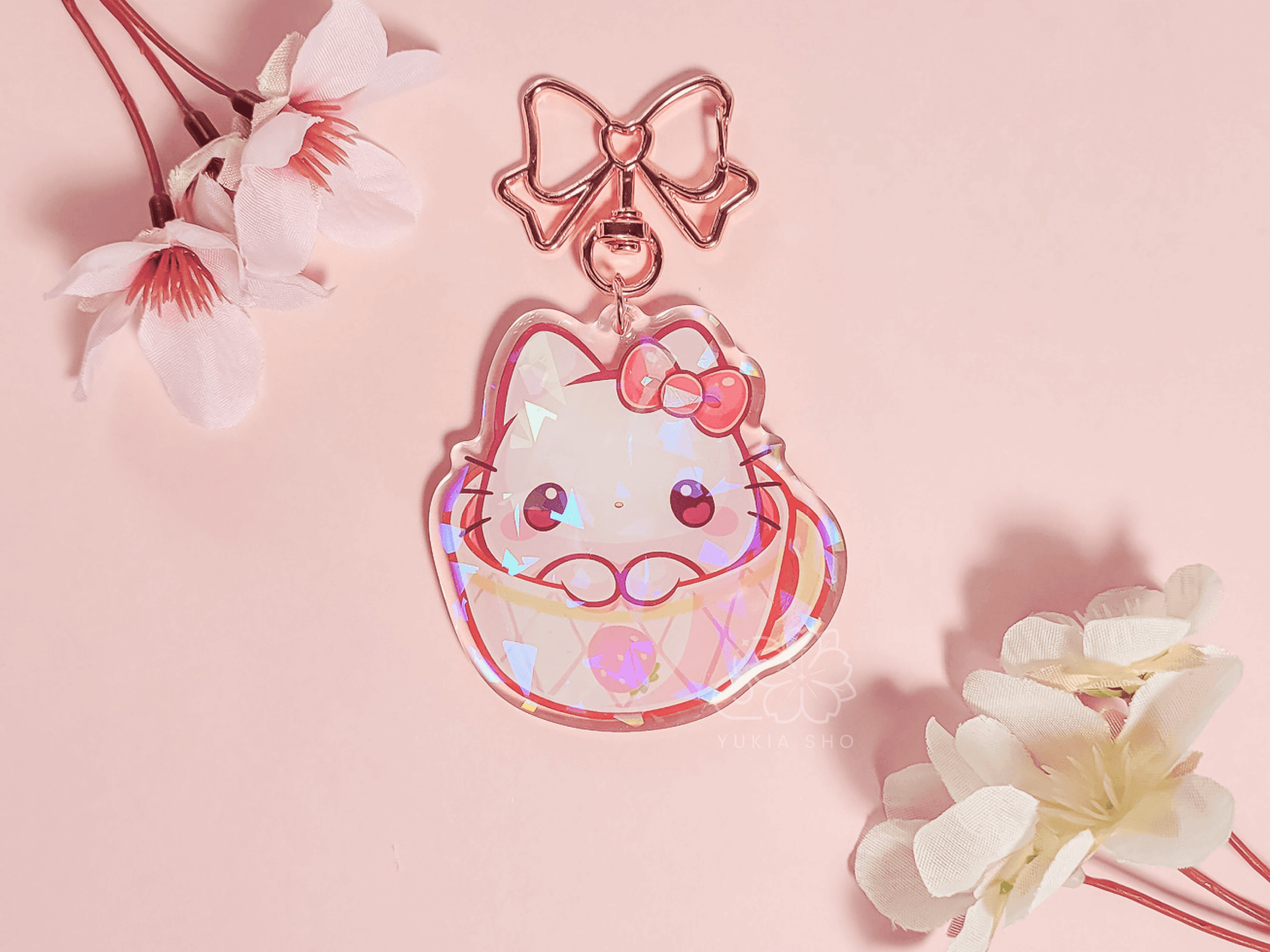 Kawaii Kitty Teacup 2.5" Acrylic Keychain Charm - Yukia Sho Studios Ltd.