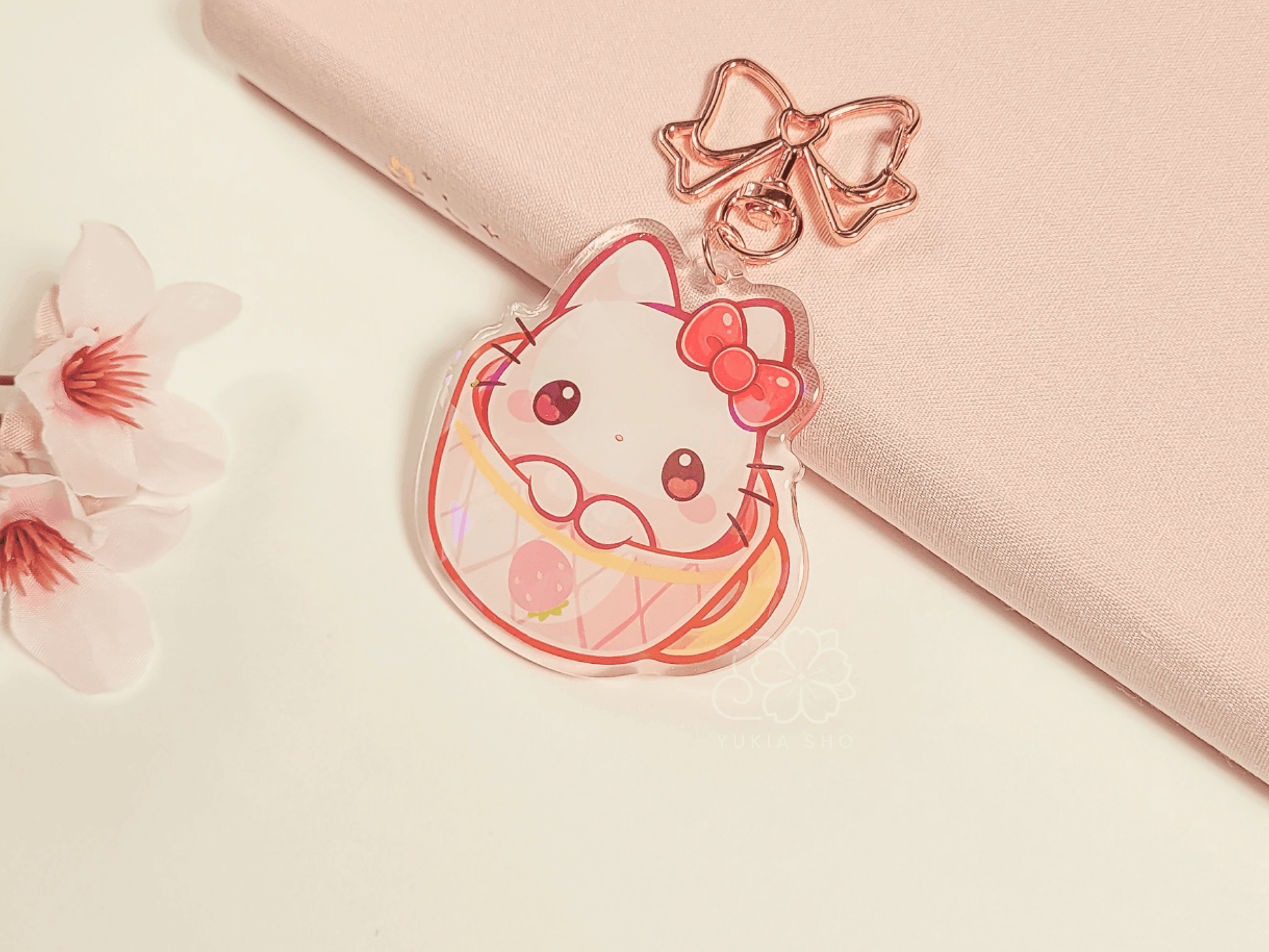 Kawaii Kitty Teacup 2.5" Acrylic Keychain Charm - Yukia Sho Studios Ltd.