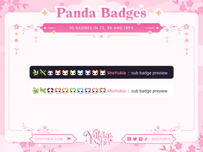 Kawaii Panda Sub Badges - Yukia Sho Studios