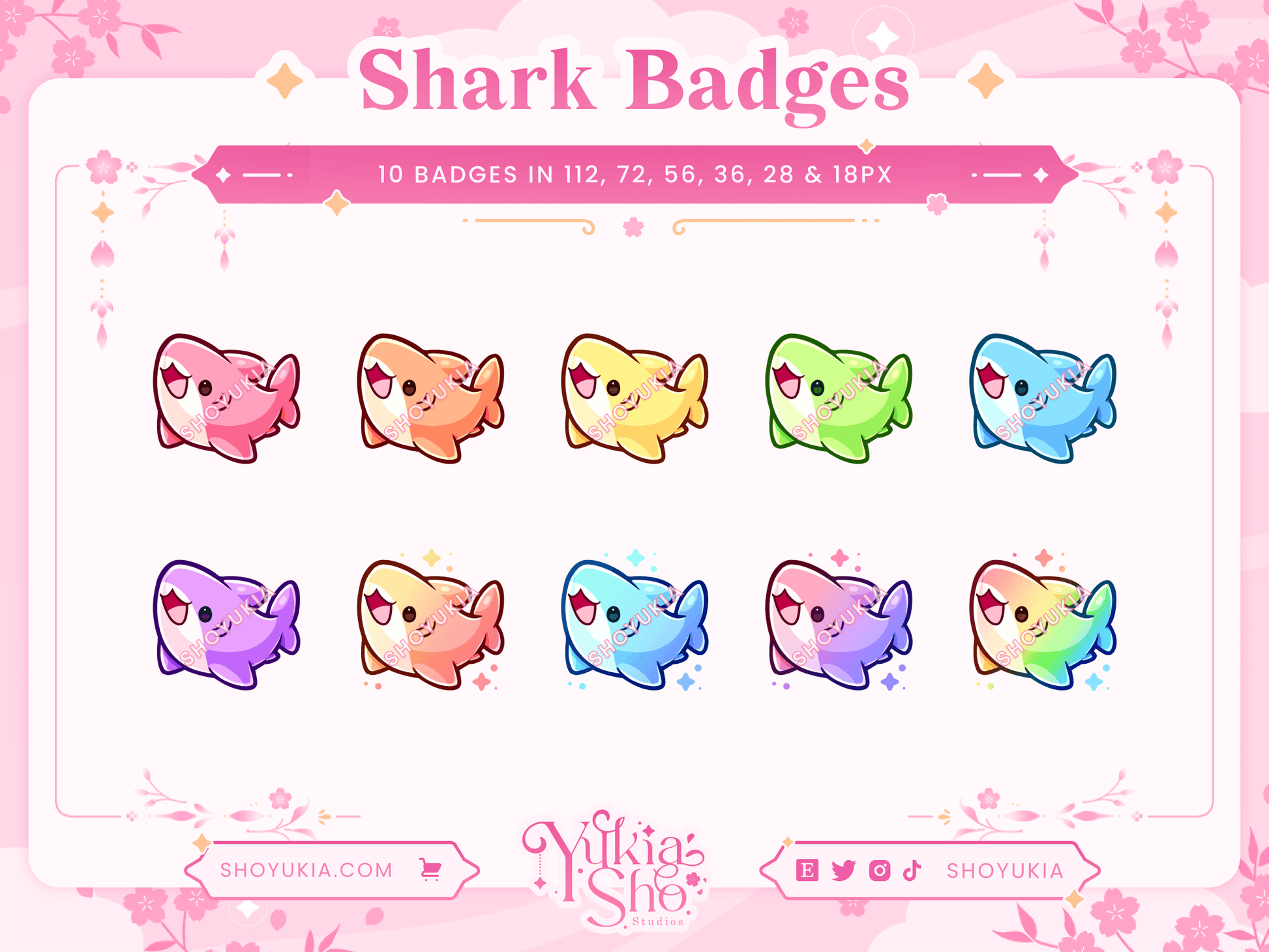 Kawaii Shark Sub Badges - Yukia Sho Studios Ltd.