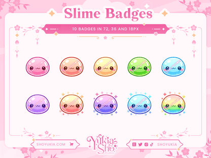Kawaii Slime Sub Badges - Yukia Sho Studios