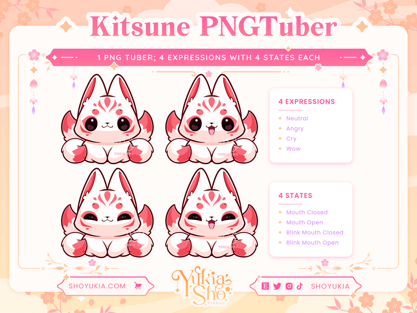 Kitsune Chibi PNGTuber - Yukia Sho Studios Ltd.