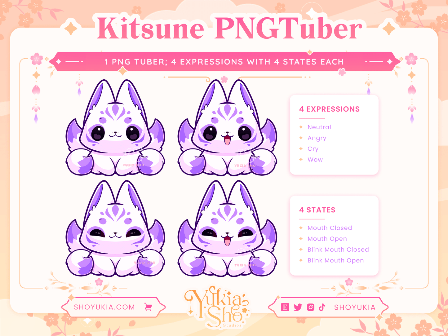 Kitsune Chibi PNGTuber - Yukia Sho Studios Ltd.