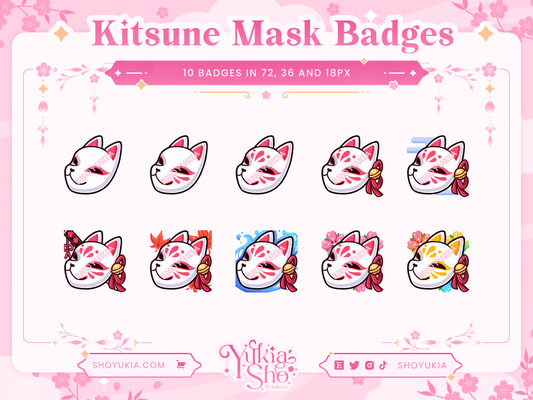 Kitsune Mask Sub Badges - Yukia Sho Studios