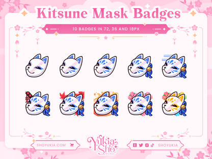 Kitsune Mask Sub Badges - Yukia Sho Studios