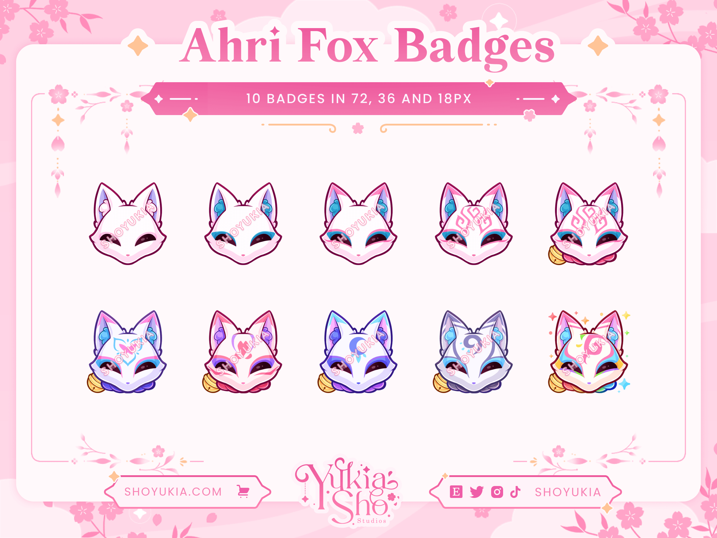 League of Legends Ahri Spirit Blossom Fox Twitch Sub Badges – Yukia Sho ...