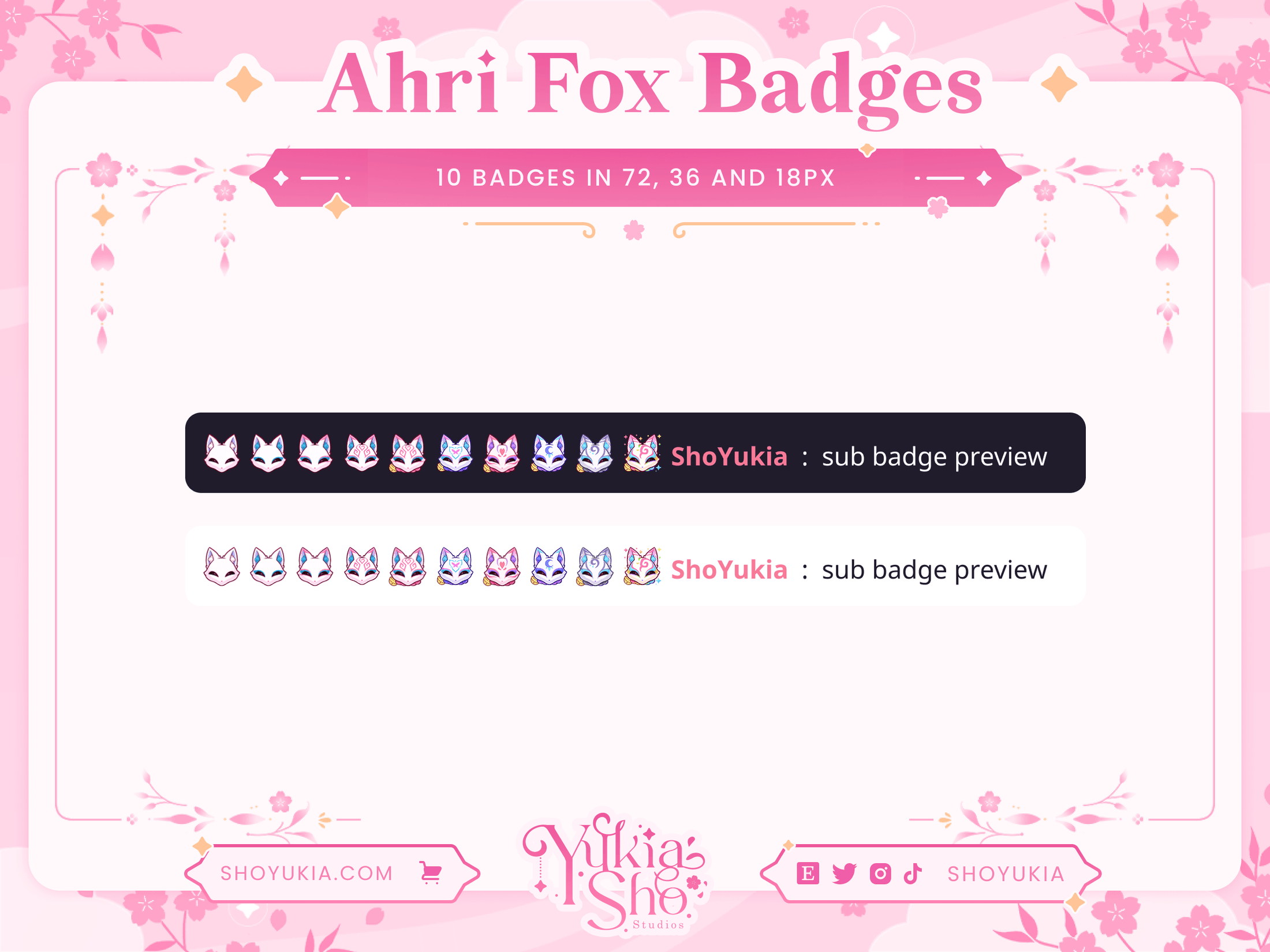 League of Legends Ahri Spirit Blossom Fox Twitch Sub Badges – Yukia Sho ...