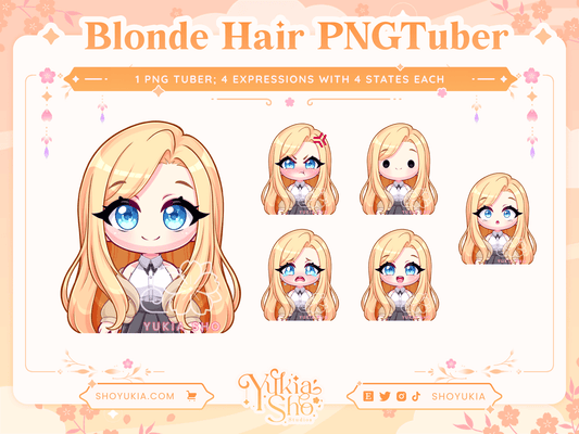 Long Blonde Hair Chibi PNGTuber - Yukia Sho Studios