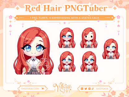 Long Red Hair Chibi PNGTuber - Yukia Sho Studios