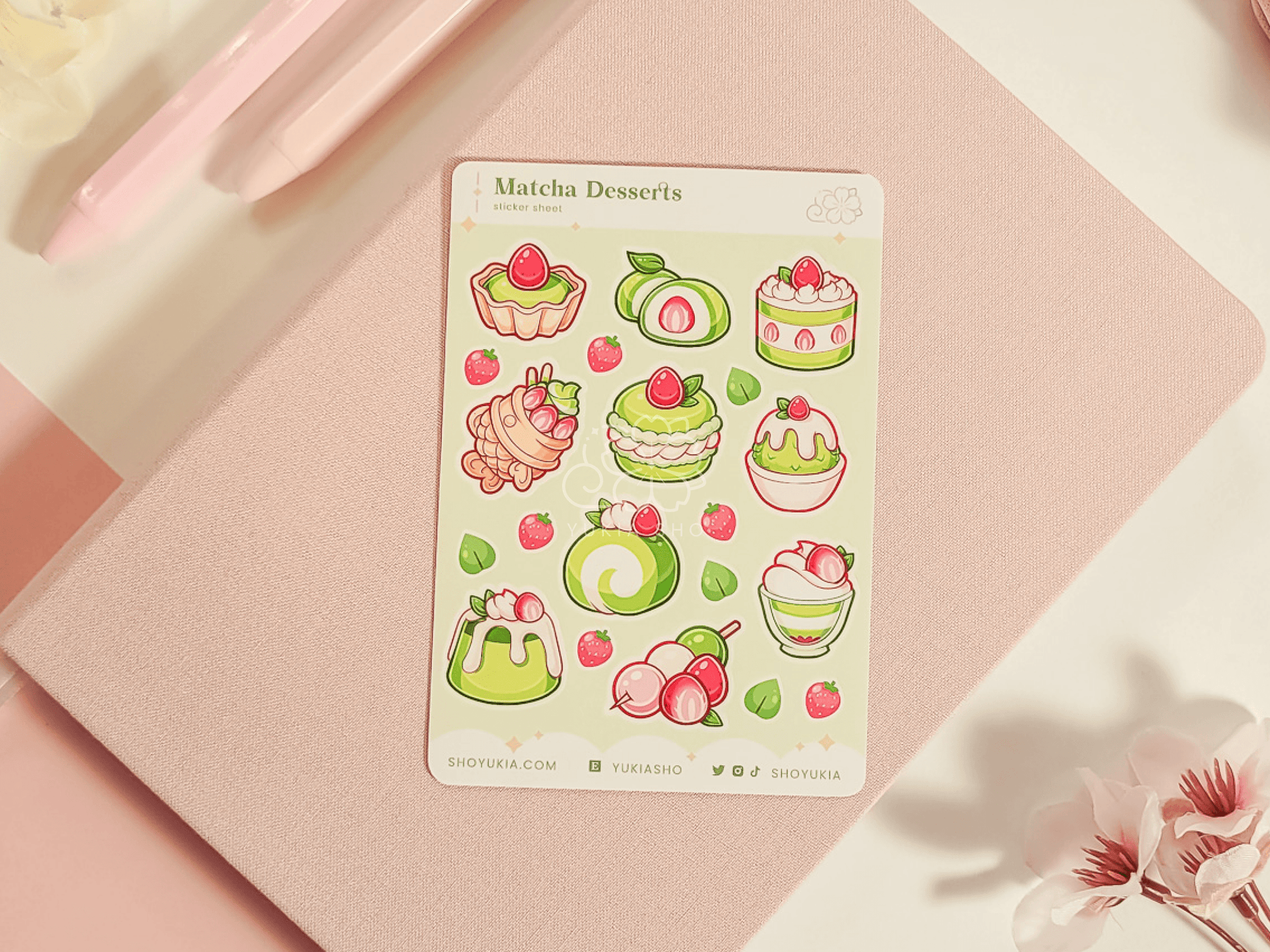 Matcha Japanese Desserts Mini Sticker Sheet - Yukia Sho Studios