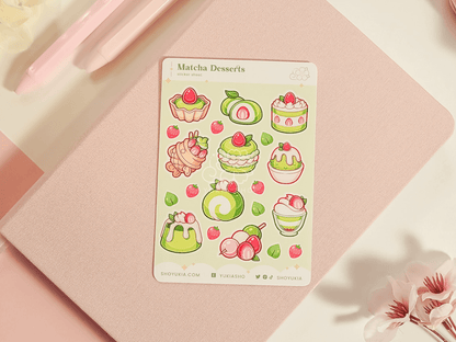 Matcha Japanese Desserts Mini Sticker Sheet - Yukia Sho Studios Ltd.