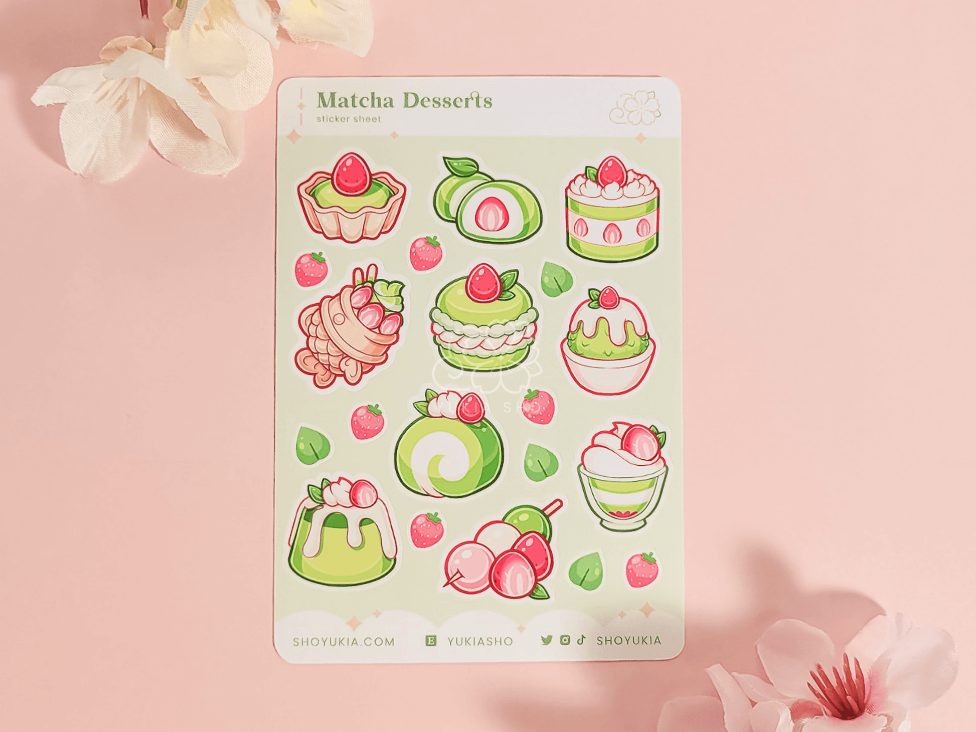 Matcha Japanese Desserts Mini Sticker Sheet - Yukia Sho Studios